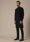Black Kurta Set In Silk With Sequin Embroidery