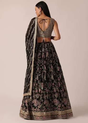 Black Lehenga Set With Sequin Work