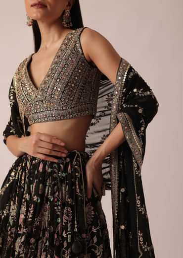 Black Lehenga Set With Sequin Work