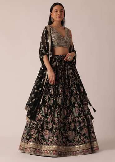 Black Lehenga Set With Sequin Work
