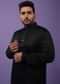 Black Lucknowi Embroidered Kurta In Mini Silk