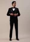 Black Micro Velvet Tuxedo Set With Cut Work Detailing