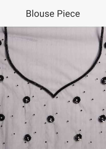 Black Net Embroidered Saree With Cutdana And Sequin Work