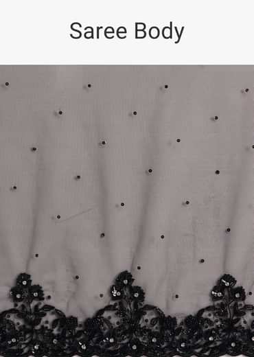Black Net Embroidered Saree With Cutdana And Sequin Work