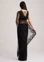 Black Net Heavy Embroidered Saree With Sequins And Stones
