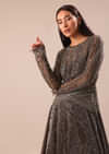 Black Ombre Embroidered Net Gown