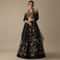Black Organza Lehenga Set With Heavy Embroidered Halter Neck Choli
