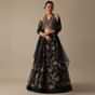 Black Organza Lehenga Set With Heavy Embroidered Halter Neck Choli