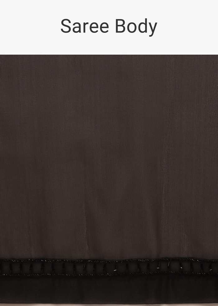 Black Organza Saree With Cut Dana Embroidery, Crafted In Tissue Organza