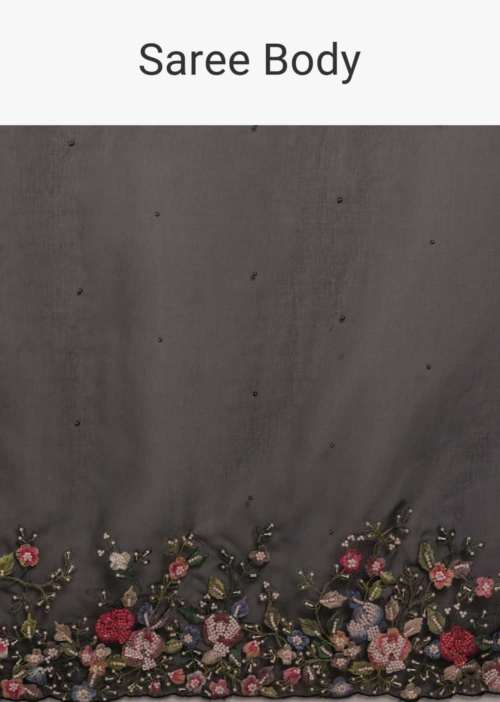 Black Organza Saree With Multicolor Floral Embroidery