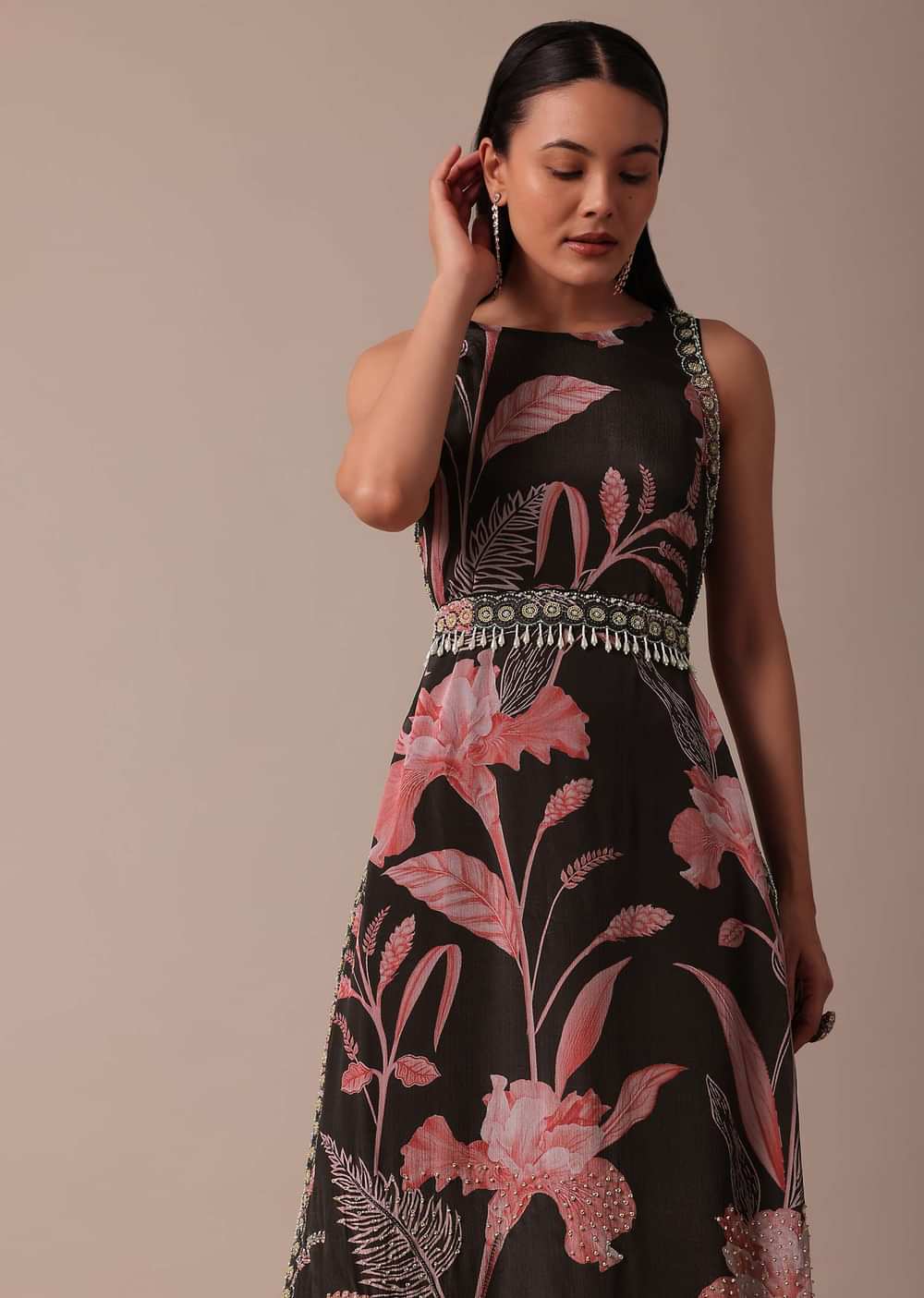 Black Palazzo Set With Cutdana Embellished Kurta