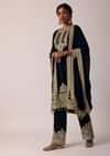 Black Pant Set In Chiffon With Zardozi Work Kurta