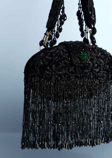 Black Potli With Layered Tassels