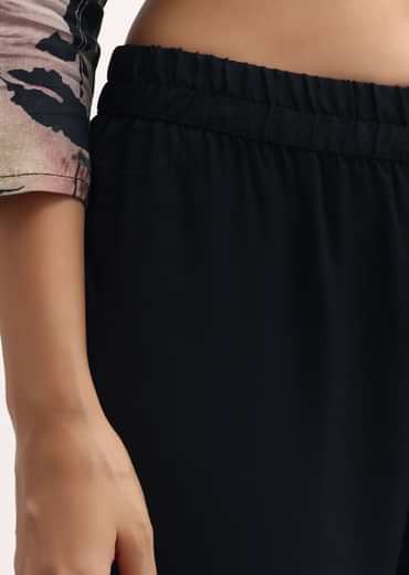 Black Printed Crepe Kurta Set With Dupatta