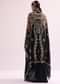 Black Printed Croptop And Skirt Set With Cape