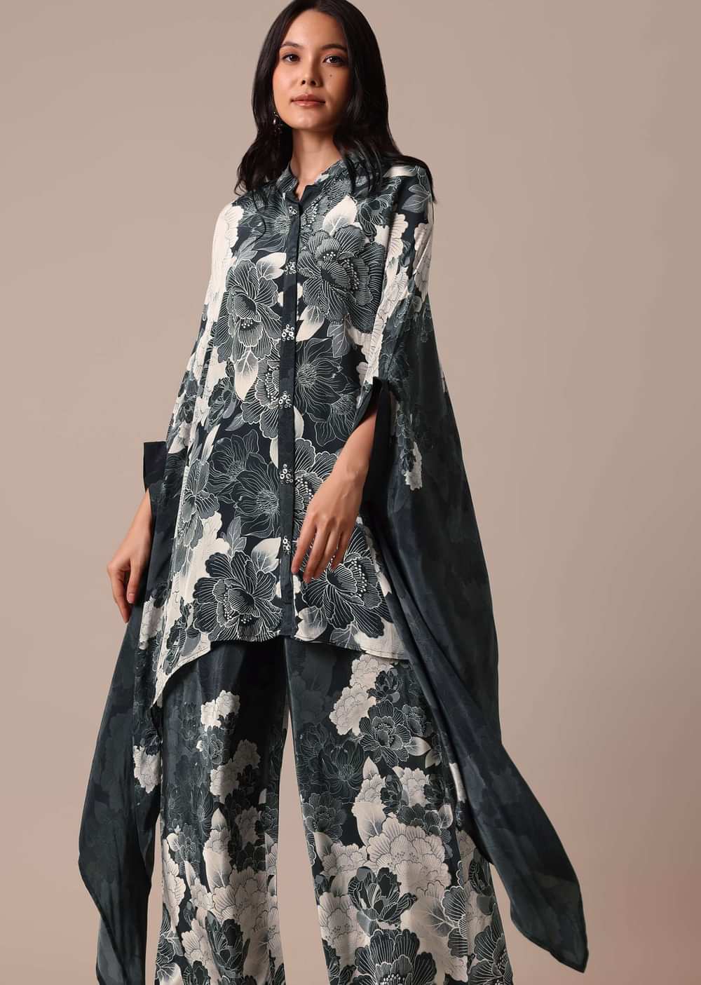 Black Printed Satin co ord set