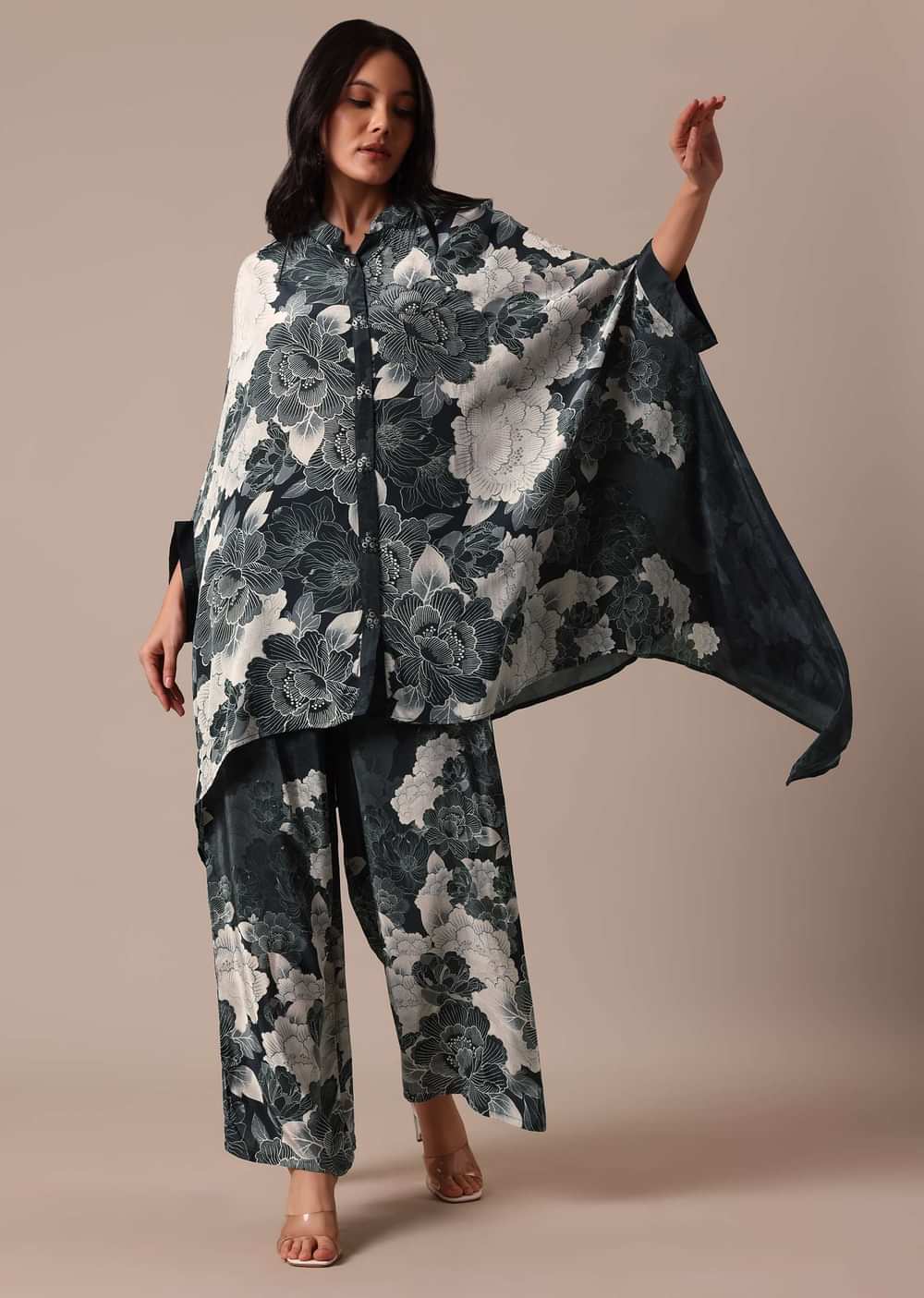 Black Printed Satin co ord set