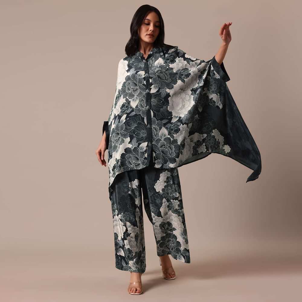 Black Printed Satin co ord set