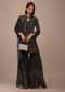 Black Printed Sharara Suit With Stone Work In Crepe