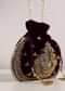 Black Raw Silk Festive Potli Bag With Heavy Motif Detailing