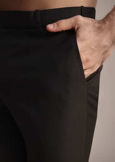 Black Rayon Angrakha Jodhpuri Suit