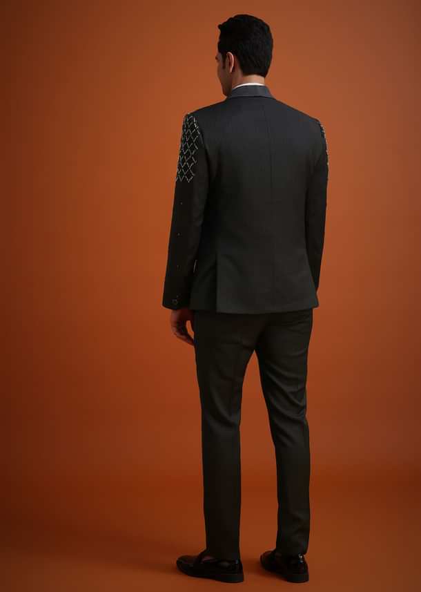 Black Salli Embellished Tuxedo Set Black Salli Embellished Tuxedo Set