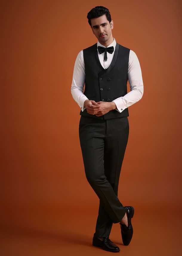 Black Salli Embellished Tuxedo Set Black Salli Embellished Tuxedo Set