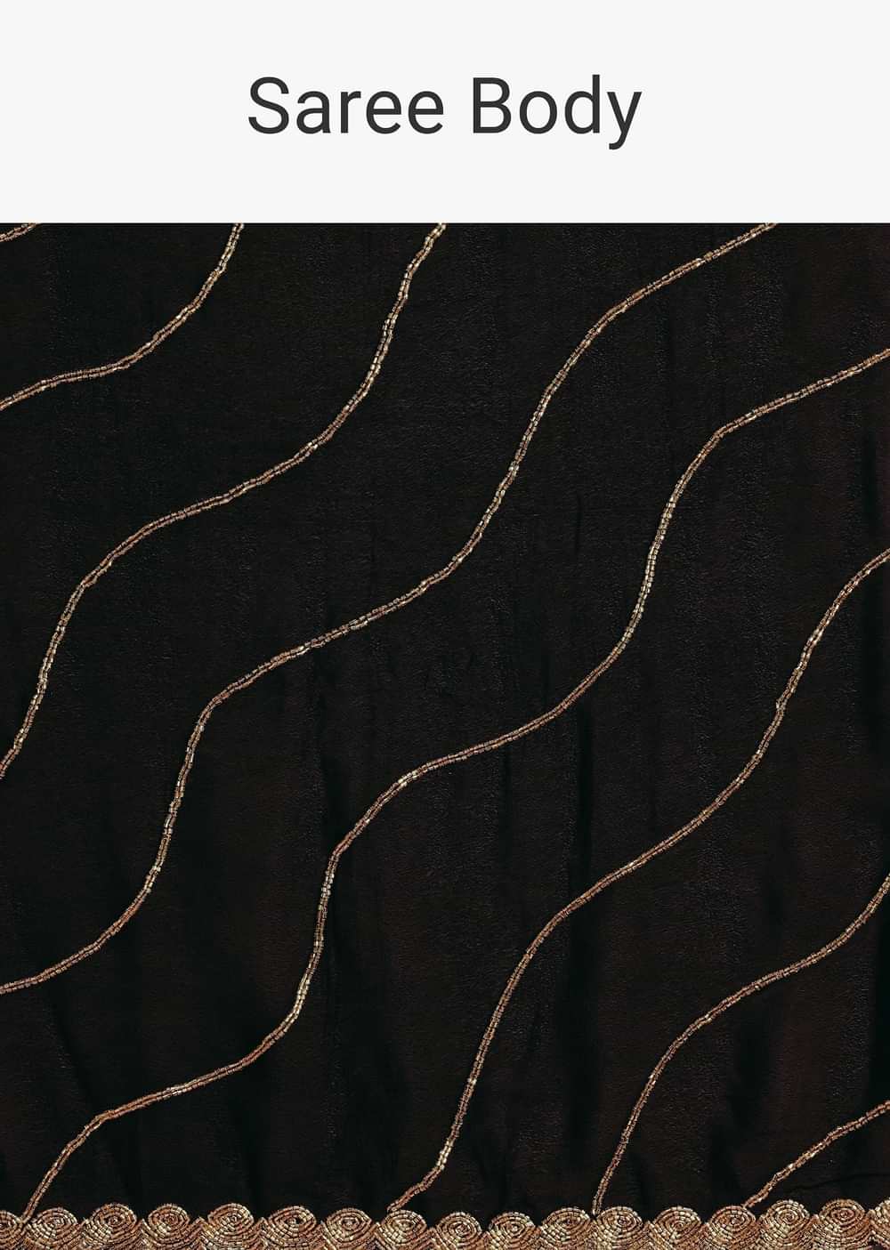 Black Saree In Chinnon With Cutdana Work