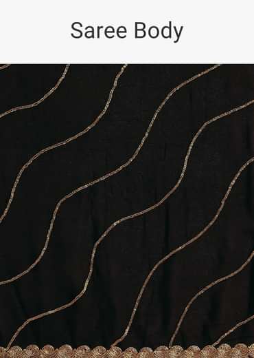 Black Saree In Chinnon With Cutdana Work