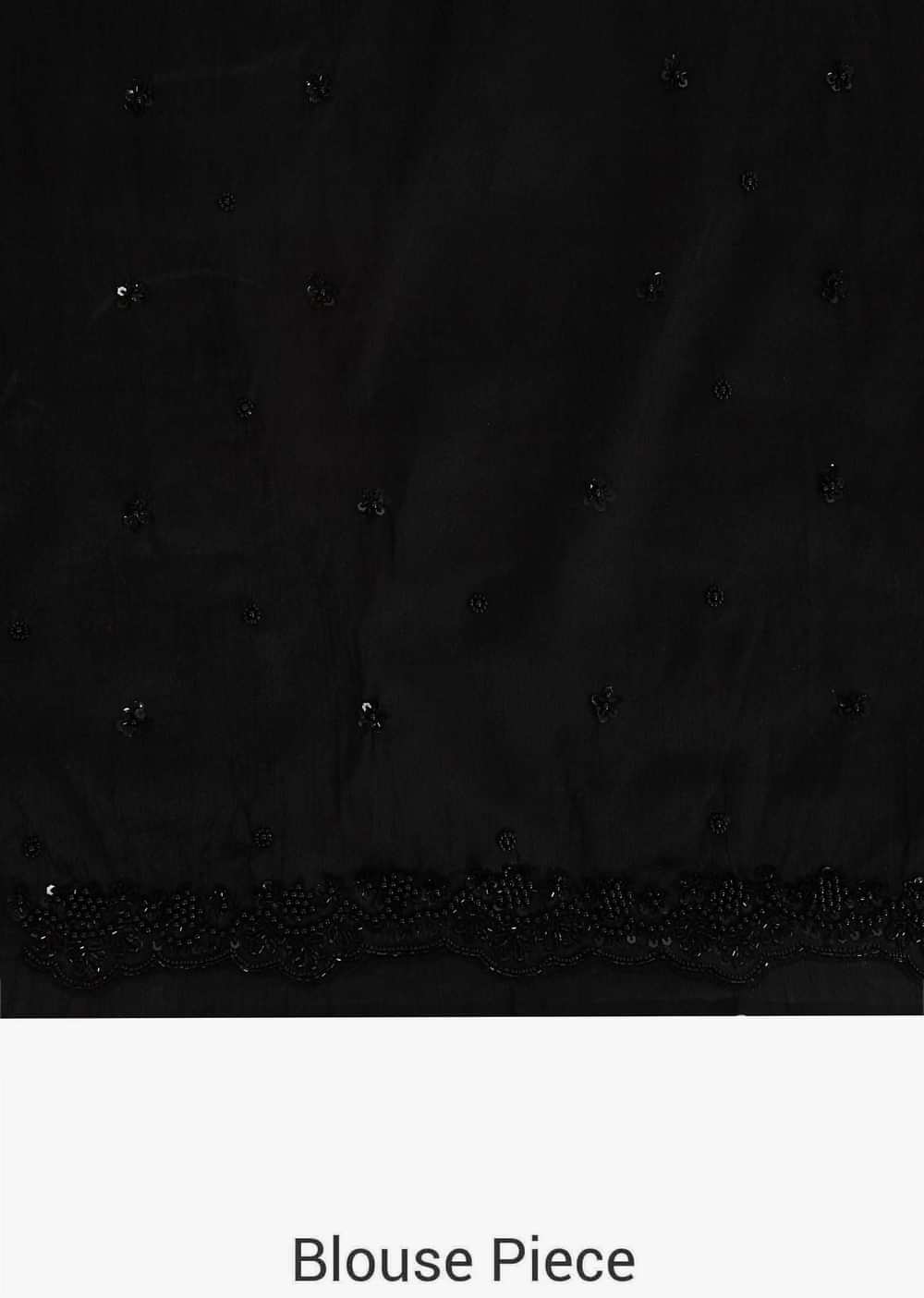 Black Saree In Embroidered Net Beautified In Floral Motifs With Resham And Moti Work Online - Kalki Fashion - KALKI Fashion India
