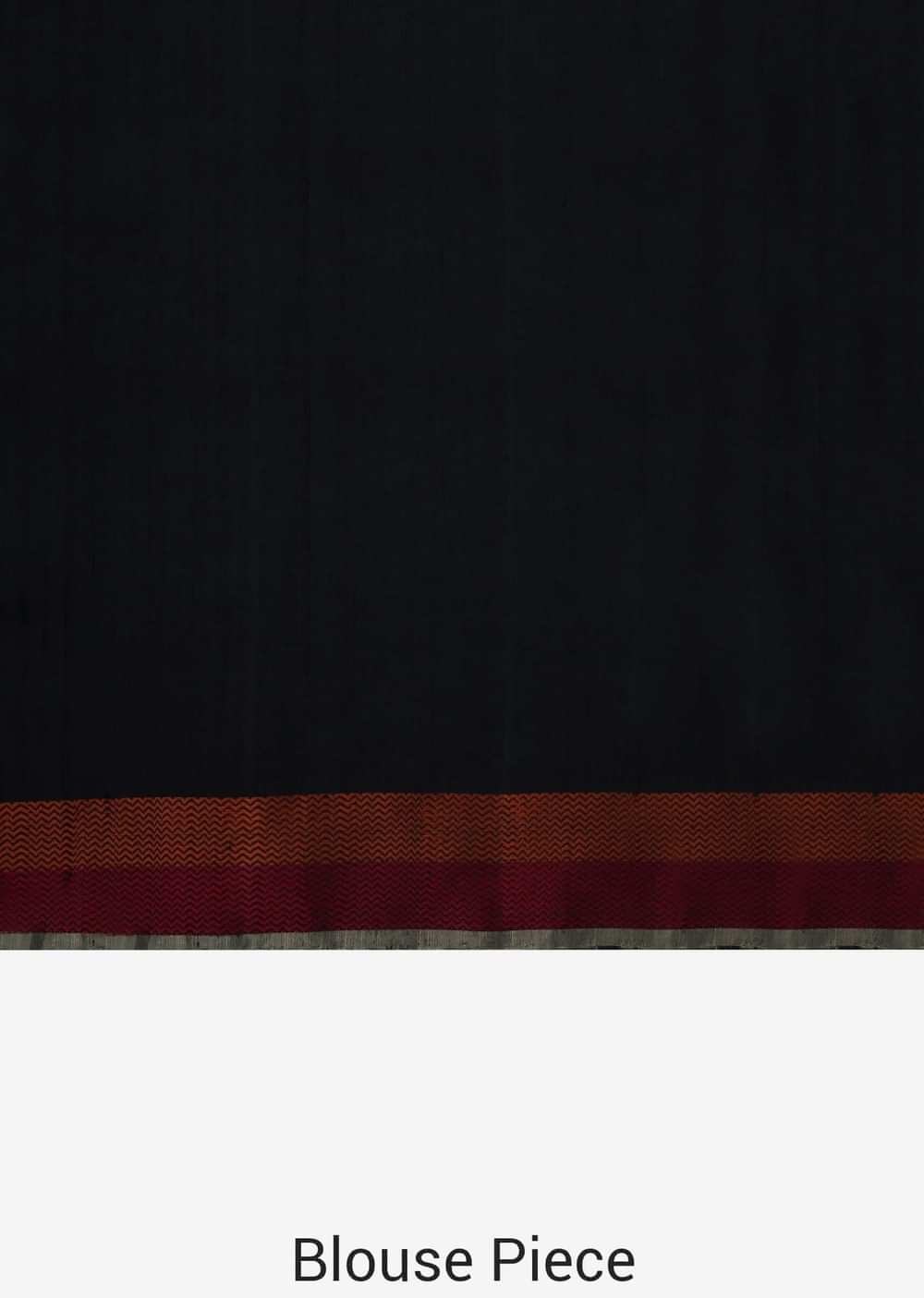 Black saree in silk beautified in weaved embroidery only on Kalki