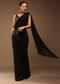 Black Saree With A Crop Top In Multi-Colored Sequins Embellishment Padded With Tie-Up Tassel Dori At The Back
