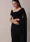 Black Saree With Swarovski Embellishments And Unstitched Blouse Piece