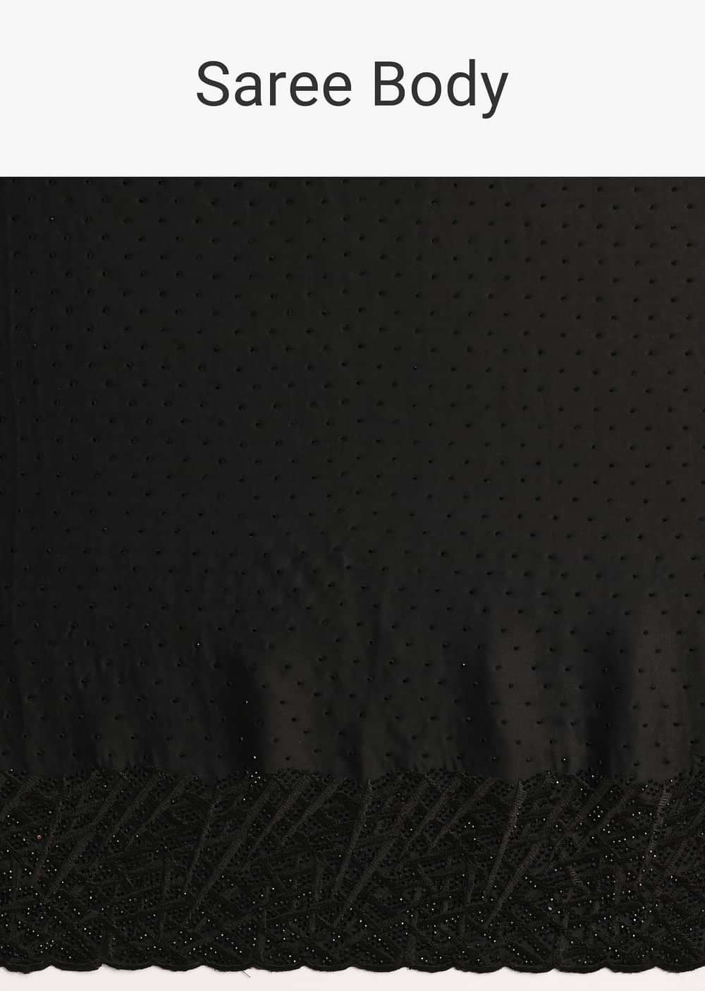 Black Satin Stone And Diamond Embroidered Saree