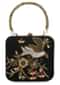 Black sequins and cutdana clutch in floral and bird motif