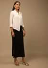 Black Shapewear Saree Petticoat In Cotton Lycra With Elastic Waistband And Slit