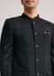 Black Silk Jodhpuri Suit With Floral Motifs And Cut Dana Work