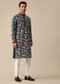 Black Silk Kurta Set With Floral Motifs And Dupatta