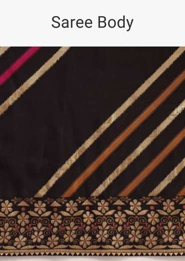Black Silk Saree In Butta Work With Unstitched Blouse
