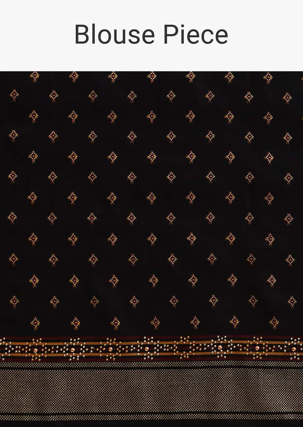 Black Silk Saree With Foil And Patola Print And Unstitched Blouse Piece