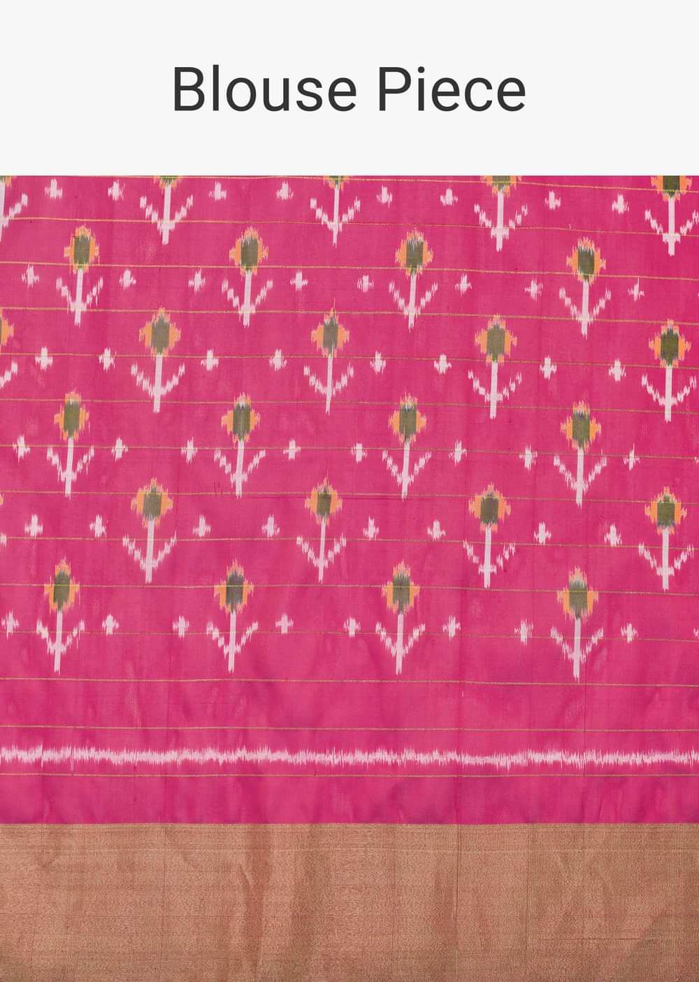 Black South Silk Saree With Patola Ikat Pallu And Unstitched Blouse Piece