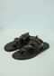Black Strappy Slides For Men In Leather With Buttons