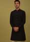Black Striped Art Silk Kurta