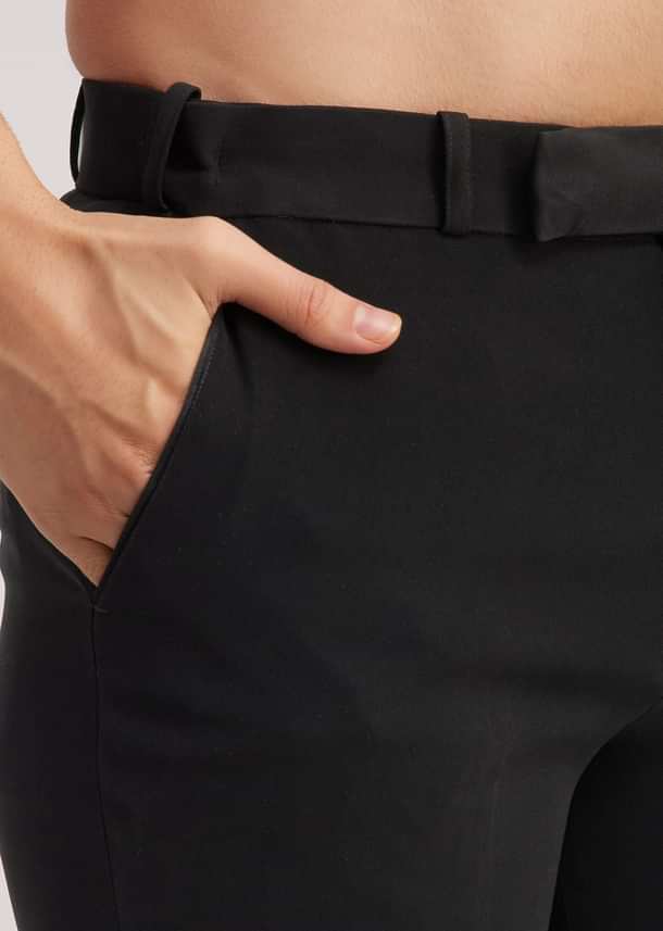 Black Suiting Tuxedo With Metallic Chain And Stone Work