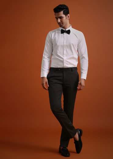 Black Terry Rayon Tuxedo, Waistcoat And Pant Set
