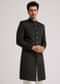 Black Textured Sherwani With Classic Button Detailing