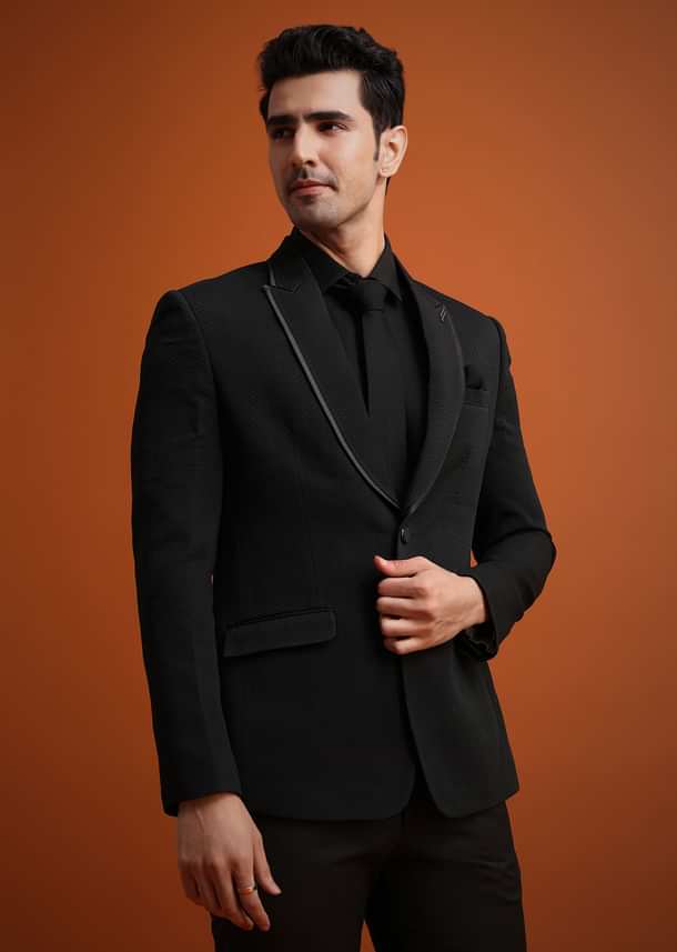 Black Tuxedo And Shirt Set With Pocket Square Black Tuxedo And Shirt Set With Pocket Square