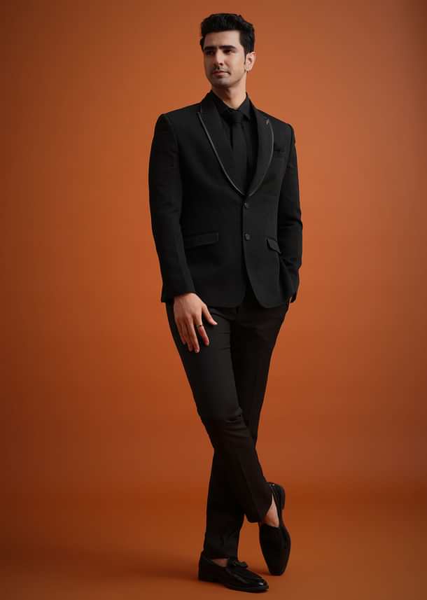 Black Tuxedo And Shirt Set With Pocket Square Black Tuxedo And Shirt Set With Pocket Square