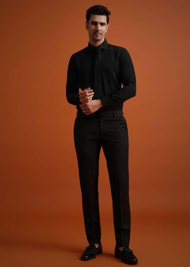 Black Tuxedo And Shirt Set With Pocket Square Black Tuxedo And Shirt Set With Pocket Square