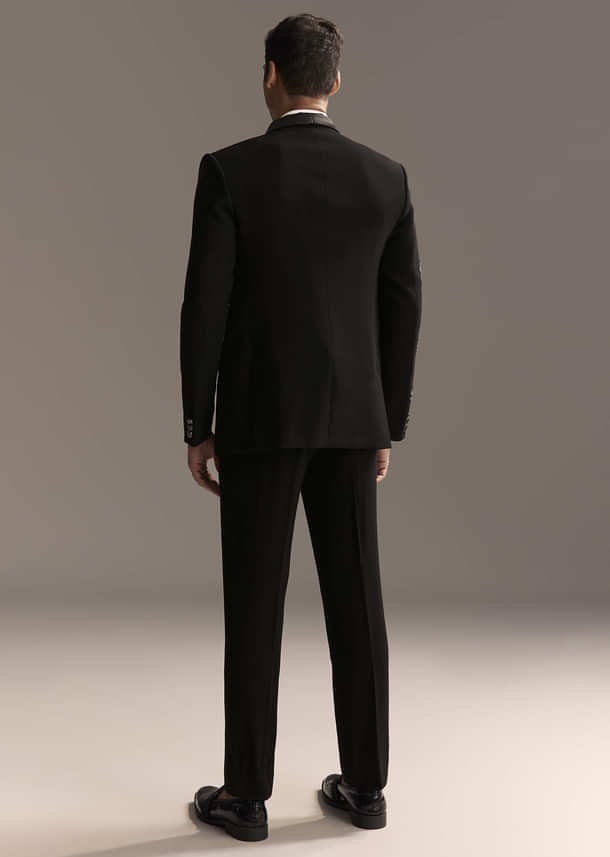 Black Tuxedo For Men With Beads And Zardosi Work Black Tuxedo For Men With Beads And Zardosi Work
